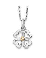 Lustrous Mesa White Ice Sterling Silver Rhodium-plated Gold-tone 18 Inch Diamond Four Hearts Necklace with 2 Inch Extender