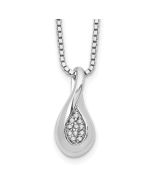 Eden White Ice Sterling Silver Rhodium-plated 18 Inch Diamond Teardrop Necklace with 2 Inch Extender