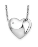 Radiant Cove White Ice Sterling Silver Rhodium-plated 18 Inch Diamond Heart Necklace with 2 Inch Extender