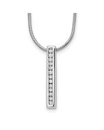 Oberon Refined Halo White Ice Sterling Silver Rhodium-plated 18 Inch Chanel-set Diamond Vertical Bar Necklace with 2 Inch Extender