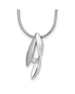 Azure Ridge White Ice Sterling Silver Rhodium-plated Satin and Polished 18 Inch Diamond Necklace with 2 Inch Extender