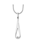 Regal Violet Summer Solstice White Ice Sterling Silver Rhodium-plated 18 Inch Diamond Open Teardrop Necklace with 2 Inch Extender