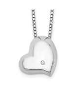 Timeless Opus White Ice Sterling Silver Rhodium-plated Satin and Polished 18 Inch Diamond Heart Necklace with 2 Inch Extender