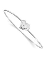Zephyr White Ice Sterling Silver Rhodium-plated Satin and Polished Diamond Heart Bangle
