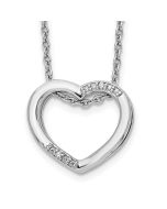 Azure Laurel Elegant Prelude White Ice Sterling Silver Rhodium-plated 18 Inch Diamond Open Heart Necklace with 2 Inch Extender