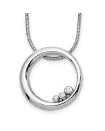 Gleaming Stream Tranquil Equinox White Ice Sterling Silver Rhodium-plated 18 Inch Diamond Open Circle Necklace with 2 Inch Extender