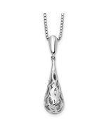 Sculpted Brook Velvet Dahlia White Ice Sterling Silver Rhodium-plated 18 Inch Diamond Filigree Teardrop Necklace with 2 Inch Extender