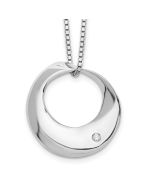 Sleek Maple Winter Laurel White Ice Sterling Silver Rhodium-plated 18 Inch Diamond Open Circle Necklace with 2 Inch Extender