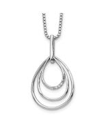 Soft Pebble White Ice Sterling Silver Rhodium-plated 18 Inch Diamond Fancy Teardrop Necklace with 2 Inch Extender
