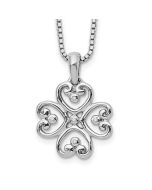 Amber Magnolia Moonlit Brook White Ice Sterling Silver Rhodium-plated 18 Inch Diamond 4 Heart Necklace with 2 Inch Extender