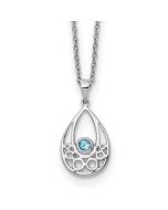 Minimal Sonata Winter Birch White Ice Sterling Silver Rhodium-plated 18 Inch Blue Topaz Necklace with 2 Inch Extender