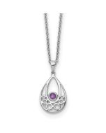 Silken Willow White Ice Sterling Silver Rhodium-plated 18 inch Amethyst Necklace with 2 inch Extender