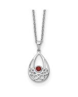 Sapphire Echo Graceful Meadow White Ice Sterling Silver Rhodium-plated 18 inch Garnet Necklace with 2 inch Extender