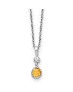 Bold Zephyr White Ice Sterling Silver Rhodium-plated 18 inch Diamond and Citrine Necklace with 2 inch Extender