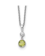 Sculpted Breeze Clean Moon White Ice Sterling Silver Rhodium-plated 18 inch Diamond and Peridot Necklace with 2 inch Extender