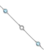 Maris White Ice Sterling Silver Rhodium-plated 6.25 Inch Blue Topaz and Diamond Bracelet with 1 Inch Extender