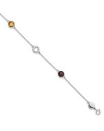 Aurum White Ice Sterling Silver Rhodium-plated Diamond, Citrine, Garnet 6.25 inch Bracelet plus 1inch Extender