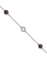 Elara White Ice Sterling Silver Rhodium-plated 6.25 inch Diamond and Garnet Bracelet plus 1inch extender