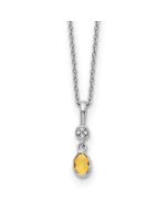 Azure Aria White Ice Sterling Silver Rhodium-plated 18 inch Diamond and Citrine Necklace with 2 inch Extender