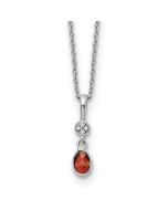 Twilight Pebble White Ice Sterling Silver Rhodium-plated 18 inch Diamond and Garnet  Necklace with 2 inch Extender