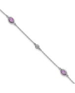 Caden White Ice Sterling Silver Rhodium-plated 7.5 Inch Amethyst and Diamond Bracelet with 1.25 Inch Extender