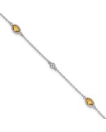 Maelis White Ice Sterling Silver Rhodium-plated 7.5 inch Diamond and Citrine Bracelet with 1.25  inch Extender