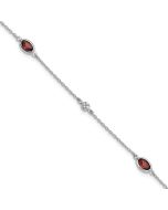 Liora White Ice Sterling Silver Rhodium-plated 7.5 inch Diamond and Garnet Bracelet with1.25 inch Extender