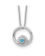 Starlit Elm White Ice Sterling Silver Rhodium-plated 18 Inch Blue Topaz and Diamond Necklace with 2 Inch Extender