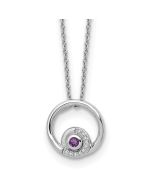 Gilded Violet Winter Iris White Ice Sterling Silver Rhodium-plated 18 inch Diamond and Amethyst Necklace with a 2 inch Extender