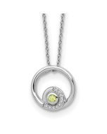 Classic Elm Brilliant Brook White Ice Sterling Silver Rhodium-plated 18 inch Diamond and Peridot Necklace plus 2 inch Extender