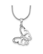 Refined Stream Serene Wren White Ice Sterling Silver Rhodium-plated 18 Inch Diamond Butterfly Necklace  with 2 Inch Extender