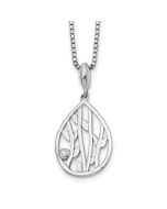 Cool Elm White Ice Sterling Silver Rhodium-plated 18 Inch Diamond Leaf Pendant Necklace with 2 Inch Extender