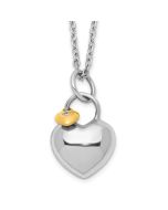 Amber Rose White Ice Sterling Silver Rhodium-plated Gold-tone 18 Inch Diamond Double Heart Necklace with 2 Inch Extender