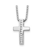 Radiant Prelude Bold Laurel White Ice Sterling Silver Rhodium-plated 18 Inch Diamond Cross Slide Pendant Necklace with 2 Inch Extender