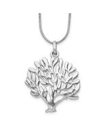 Gleaming Elm Pure Opus White Ice Sterling Silver Rhodium-plated 18 Inch Diamond Tree Pendant Necklace with 2 Inch Extender