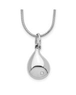 Velvet Zephyr Polished Laurel White Ice Sterling Silver Rhodium-plated 18 Inch Diamond Teardrop Necklace with 2 Inch Extender
