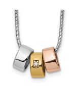 Radiant Ember White Ice Sterling Silver Rhodium-plated Rose and Gold-tone 18 Inch Diamond Necklace with 2 Inch Extender