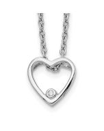 Radiant Maple White Ice Sterling Silver Rhodium-plated 18 Inch Diamond Open Heart Necklace with 2 Inch Extender