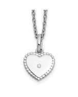 Polished Meadow White Ice Sterling Silver Rhodium-plated 18 Inch Diamond Heart Necklace with 2 Inch Extender
