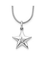 Winter Lily White Ice Sterling Silver Rhodium-plated 18 Inch Diamond Star Necklace with 2 Inch Extender