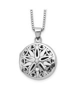Refined Rose Modern Moon White Ice Sterling Silver Rhodium-plated 18 Inch Diamond Star Round Locket Necklace with 2 Inch Extender