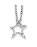 Pure Harbor White Ice Sterling Silver Rhodium-plated 18 Inch Diamond Star Necklace with 2 Inch Extender