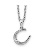 Sonata Rosy Maple White Ice Sterling Silver Rhodium-plated 18 Inch Diamond Horseshoe Necklace with 2 Inch Extender
