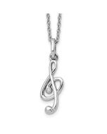 Whisper Orchid Sapphire Laurel White Ice Sterling Silver Rhodium-plated 18 Inch Diamond Musical Necklace with 2 Inch Extender