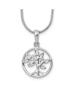 Tranquil Pebble Lustrous Equinox White Ice Sterling Silver Rhodium-plated 18 Inch Diamond Tree Necklace with 2 Inch Extender