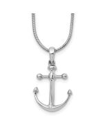 Cedar Calm Valley White Ice Sterling Silver Rhodium-plated 18 Inch Diamond Anchor Necklace with 2 Inch Extender