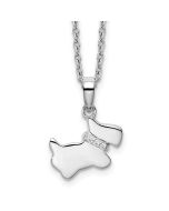 Classic Dahlia White Ice Sterling Silver Rhodium-plated 18 Inch Diamond Dog Necklace with 2 Inch Extender