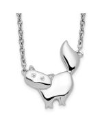 Brilliant Aria Azure Iris White Ice Sterling Silver Rhodium-plated 18 Inch Diamond Cat Necklace