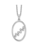 Clean Anthem White Ice Sterling Silver Rhodium-plated 18 Inch Diamond Open Oval Necklace with 2 Inch Extender