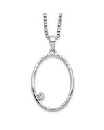Moonlit River Gleaming Zephyr White Ice Sterling Silver Rhodium-plated 18 Inch Diamond Open Oval Necklace with 2 Inch Extender